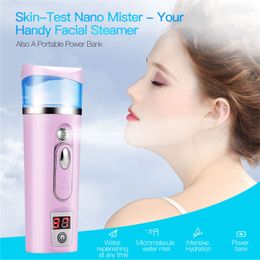3 in 1 beauty instrument NZ - Nano Mist Spray 3 in 1 Moisture Tester Charging Bank Water Sprayer Portable Mini Skin Test Face Moisturizing Beauty Instruments
