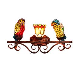 Baroque Stained Glass Wall Lamp Glass Parrot Lamp Bedroom Bedside Wall Lamp Stained Glass Double Headed Crystal Wall Lamps