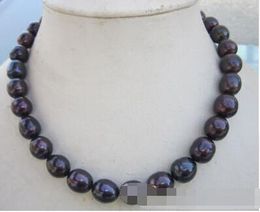 HEISSE AAA 10-14MM TAHITIAN SÜDSEE-SCHWARZE PERLEN-HALSKETTE 20