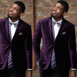 Purple Men Wedding Suits 2 Pieces Peaked Lapel Groom Wear Two Button Formal Prom High Quality Clothing