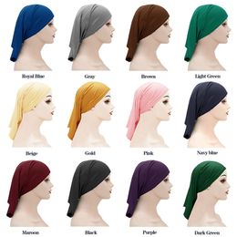 Solid Color Women Girl Headscarf Caps Bandana Beanie Turban Head Wrap Band Hat Lady Bonnet Fashion Accessories