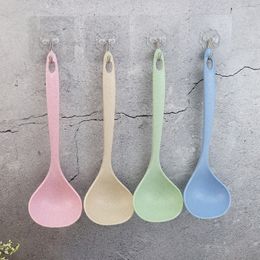 Wheat Straw Large Soup Spoon Long Handle Scoop Rice Ladle Meal Dinner Spoon Hanging Tableware Kitchen Accessories