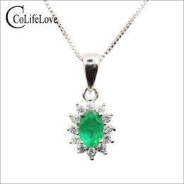 Natural SI grade emerald pendant for wedding 0.4 ct emerald silver Jewellery 925 silver emerald necklace pendant romantic gift for woman