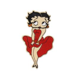 Novelty Gril In Red Dress Embroidery Clothes Patch For Clothing Iron On Patches Punk Appliques DIY Stickers Appliques wholesale