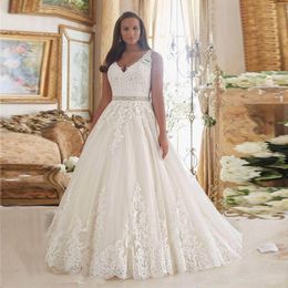 2019 de vestidos linha do casamento Trem da varredura vintage Plus Size vestidos de noiva tamanho personalizado Vestido de Noiva