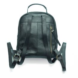 Designer-Genuine Cow Leather Mini Backpacks Rucksacks Women Black Multi-pocket Cowhide Schoolbag Handbag Shoulder Satchel Bags Organiser Bag