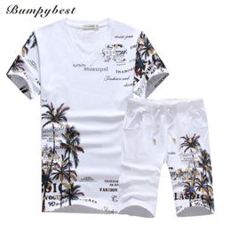 2018 New Fashion Summer Short Sets Men Casual Coconut Printing Suits For Men Chinese Style Suit Sets T Shirt +Pants 5XL