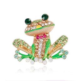 Hot Sale Personality Cartoon Frog Crystal Enamel Pins Brooch for Women Birthday Gift Party Jewellery