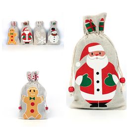 hot Christmas Drawstring Gifts Bag Pouch Santa Clause Snowflake SnowmanChristmas Decorations Christmas Gift Bags Festive T2I5372
