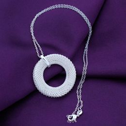 925 Sterling Silver Necklace Link Snake Chain For Women Fashion Pendant Cute Simple Mesh Circle Nest Necklace Wedding Jewellery Party Gift