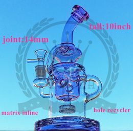 Glass bong Bong Recycler Water Pipe Bubbler Hookah Heady Dab Rig 14.4mm bowls