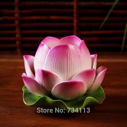 -Lampe Lotus pour Bouddha en céramique Lotus Sculpture Bougeoir décorative Porcelaine Art et Artisanat Porcelaines 1pcs chanceux Ornement