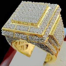 choucong Luxury Male Hiphop Rock ring Pave setting Diamond Yellow Gold Filled Party Wedding Band rings For men Finger Jewelry