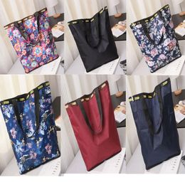 DHL100pcs Women Canvas Floral Printing Storage Bags Reusable Eco-Friendly folding Shopping Bag