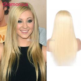 Glamorous #613 Blonde Human Hair Wigs Peruvian Indian Malaysian Brazilian Straight Body Wave Hair Wigs 12-24Inch Blonde Hair Lace Frontal Wig
