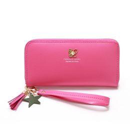 New women's wallet in the long paragraph fashion four-leaf flower zipper clutch bag multi-card mobile phone coin purse