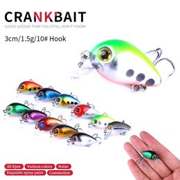 Hengjia New 100pcs small CRANKBAIT crank fishing lure, hard bait 3CM 1.5G 10#hooks Japan lures Diving Depth:0.1-0.2M free shipping