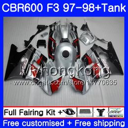 Body +Tank For HONDA silvery black hot CBR 600 FS F3 CBR600RR CBR 600F3 97 98 290HM.18 CBR600 F3 97 98 CBR600FS CBR600F3 1997 1998 Fairings