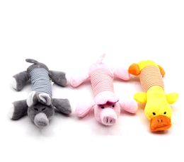 Mini Cartoon Pink Piggy& Yellow Duck Plush Doll Pet Dog& Cat Playing Toys, Stuffed Animals with Sound, Ornament Pendant, Xmas Kid Gifts, 3-1