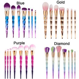 7Pcs set Diamond Makeup Brush Cosmetic Blending Rainbow Professional Makeup Brushes Set Eyeliner Eyebrow Lip Brush Beauty Tool Best quality