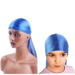 Kids and Father Silky Durags Set Bandanas Turban Hat headwrap turban Boys Silk DuRag Waves Cap Headband Hair Accessories
