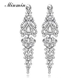 Silver Colour Crystal Long Earrings for Women Elegant Vase Shape Wedding Bridal Drop Earrings Fashion Jewellery