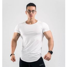 summer Gym Short sleeve T shirt men 2020 simple round neck tshirt stretch solid new trend tshirt Male Workout Jogging Tees Tops