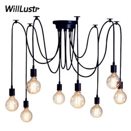 Creative Black White Cable Pendant Lamp Industrial Hanging Light Hotel Office Store Restaurant Booth Spider Suspension Lighting