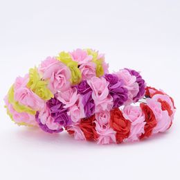 Fabric Rose Flower Hairbands Women Festival Flower Headband Bridesmaid Hair Hoop Wedding Hair Accessories Bride Bandeau Cheveux