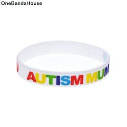 100PCS Love Autism Mum Silicone Rubber Bracelet Multicolour Logo Adult Size for Promotion Gift