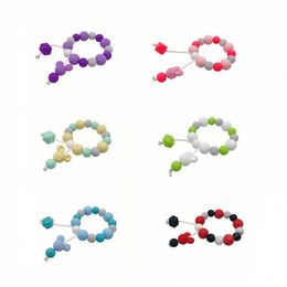 Ins DIY Baby SiliconeTeether Bracelets Chew Beads Teething Wood Rattles Toys Baby Teether Soother Bracelets Infant Feeding