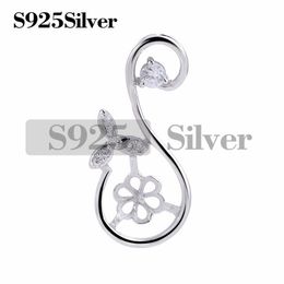sterling silver pendant mountings Australia - Swan Pendant Clear Cubic Zirconia 925 Sterling Silver Settings for Half Drilled Pearl Mountings 5 Pieces