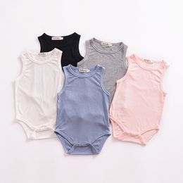Infant Newborn Boy Baby Girl Cotton Romper Sleeveless Solid Jumpsuit Playsuit Summer Casual Outfit One-piece Clothes M1838
