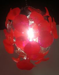 -Flor europea vidrio decorativo colgante iluminación de sombra roja Lujos de lujo Chandeliers Mano que sopla lámpara de cristal para la decoración de la Navidad