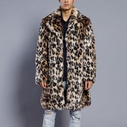 -Мужская зимняя куртка Leopard Мужчины теплый толстый меховой воротник куртки пальто из искусственного меха Parka Верхняя одежда Кардиган Искусственные Куртки Пальто Parka Мужчины