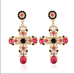 Designer Luxury Bohemian Crystal Earrings earings stud Fashion Cross Drop Earring Large Long Dangle Women Earrings Jewellery christmas gift