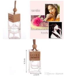 2018 High Quality Transparent 5ml Car Pendant Perfumes Bottle Square Diffuser Bottles With Wooden Cap Free DHL