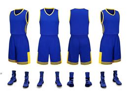 2019 New Blank Basketball jerseys printed logo Mens size S-XXL cheap price fast shipping good quality NEW Blue Yellow BY0012