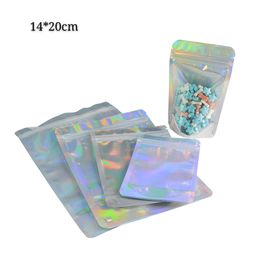 14*20cm Almond Food Holographic Packaging Bags Resealable Vanilla Storage Package Bag without Bad Smell Colourful Rainbow Zip Lock