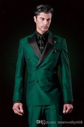 Cheap And Fine Double-Breasted Groomsmen Peak Lapel Groom Tuxedos Men Suits Wedding/Prom Best Man Blazer ( Jacket+Pants+Tie) M78