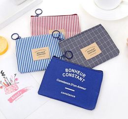 Women Canvas Stripes Printing Coin Purses 4colors