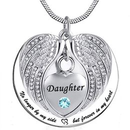 Unisex No Longer by My Side But Forever in My Heart Daughter Cremation Ashes Urn Pendant Stainless Steel waterproof Necklace
