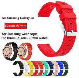 20mm Silicone Watchband for Samsung Galaxy Watch active 42mm Version Striped Rubber Replacement Bracelet Band Strap