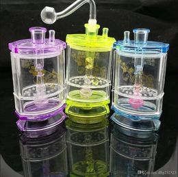 Double acrylic hookah Wholesale Glass bongs Oil Burner Glass Pipes Water Pipe Oil Rigs, Oil.