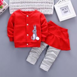 New Girl Clothes Suit Autumn Baby Coat Pants Set Spring Kids Cute Bunny Jacket Children Outwear Clothing