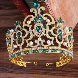 Luxury Multi-Color Crystal Hollow Out Bridal Tiaras Crown Wedding Hair Jewellery Accessories Big Bride Diadem for Women Girls