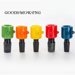 Colored Glass Smoking Accessories Bowl Glass Herb Holder 14mm 18mm Male Joint Handle Beautiful Slide for bongs