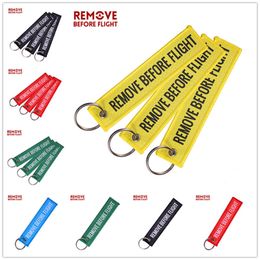 2020 New Embroidery REMOVE BEFORE FLIGHT Key Chain Air Aviation Pendant Luggage Bags Tag Label Fashion Key Ring Kids Souvenir Gift E22101