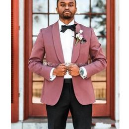 High Quality One Button Groom Tuxedos Shawl Lapel Groomsmen Mens Suits Wedding/Prom/Dinner Blazer (Jacket+Pants+Tie) K387