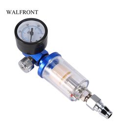 Freeshipping Mini Air Pressure Regulator Aluminium Alloy Spray Gun Pressure Gauge Regulator In-Line Water Trap Philtre Pneumatic Tools